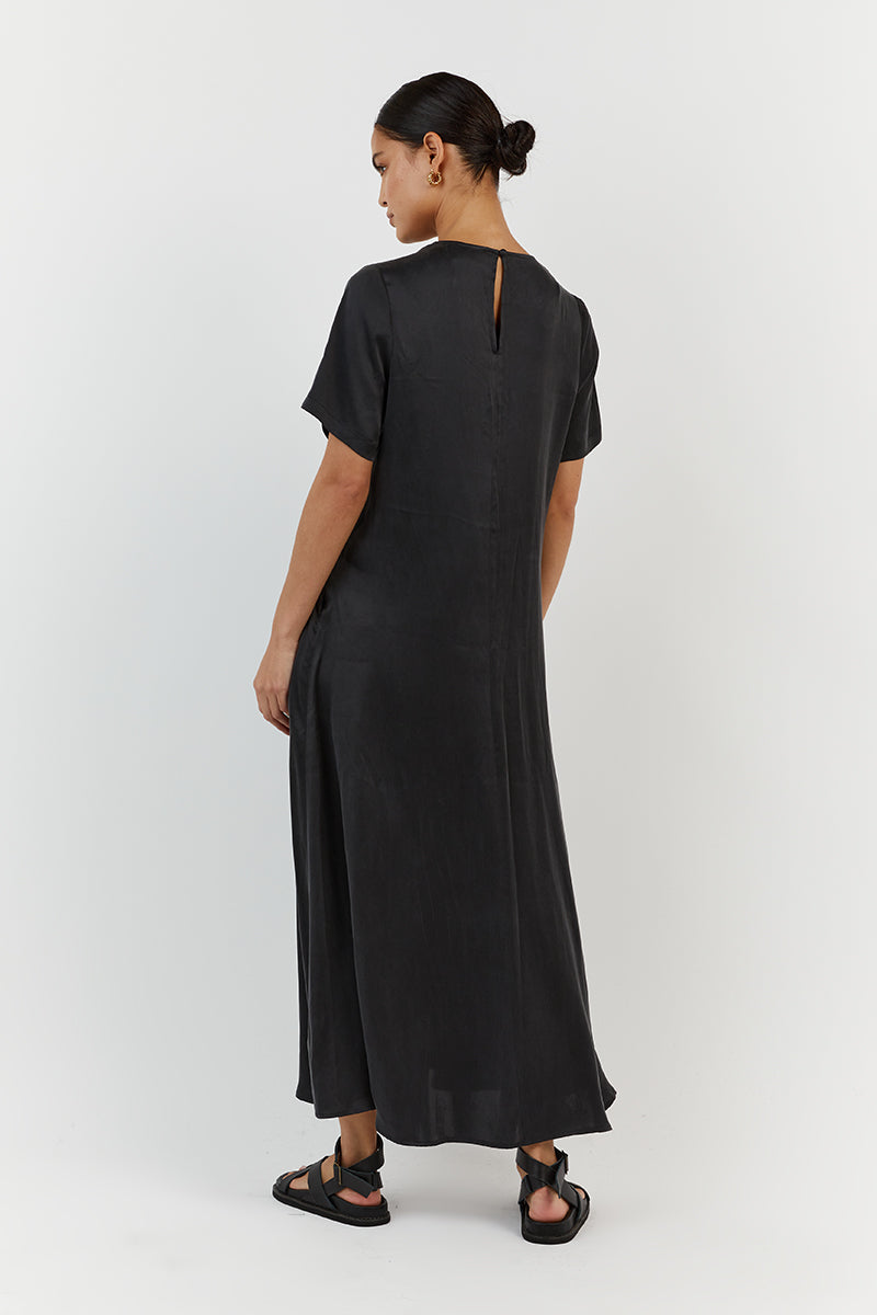 LAYLA BLACK SILK SLEEVE DRESS