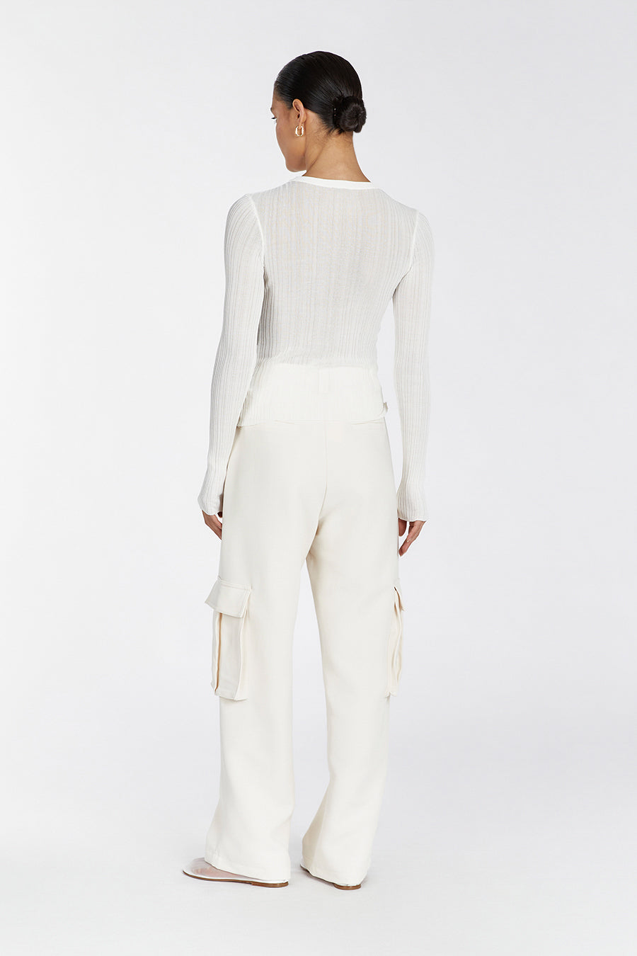 HARPER IVORY LONG SLEEVED KNIT TOP