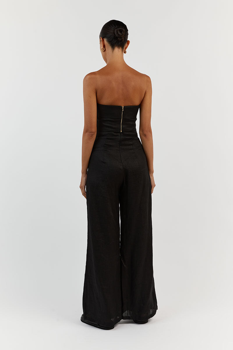 LILY BLACK LINEN CORSET