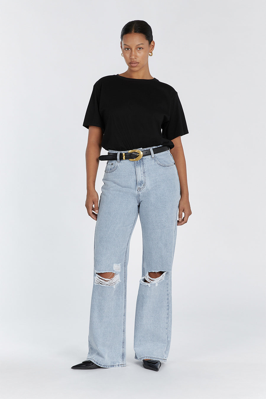 ARCHIE BLUE HIGH RISE RIPPED JEAN