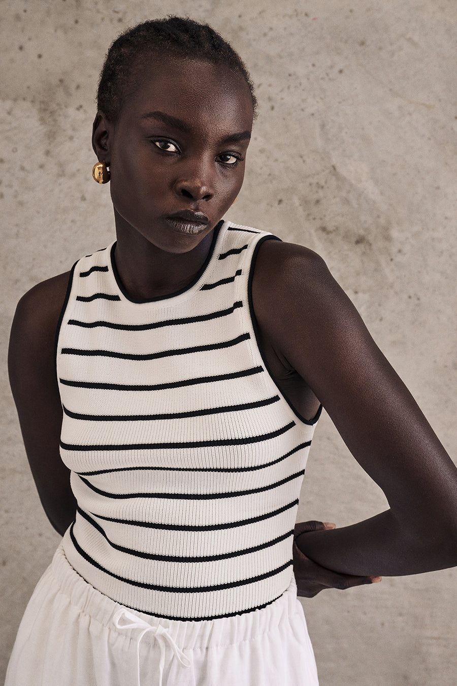 HENRY WHITE STRIPED KNIT TANK