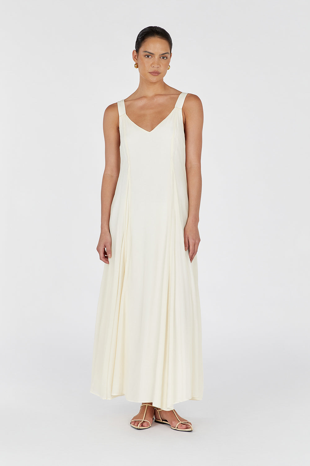 EMILY BUTTERMILK V-NECK MAXI DRESS