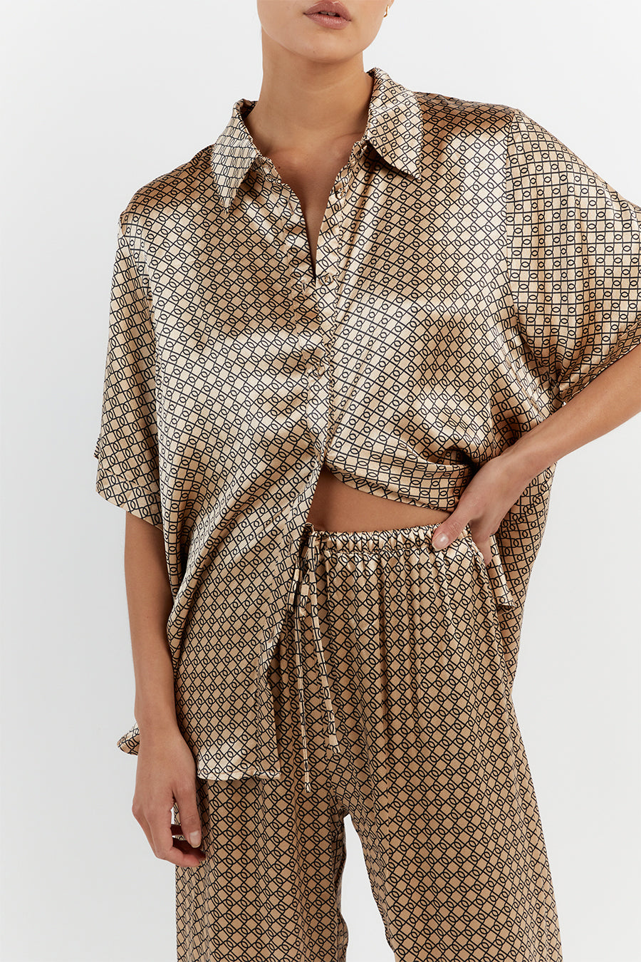 LOU SWIRL SATIN DRAWSTRING PANT