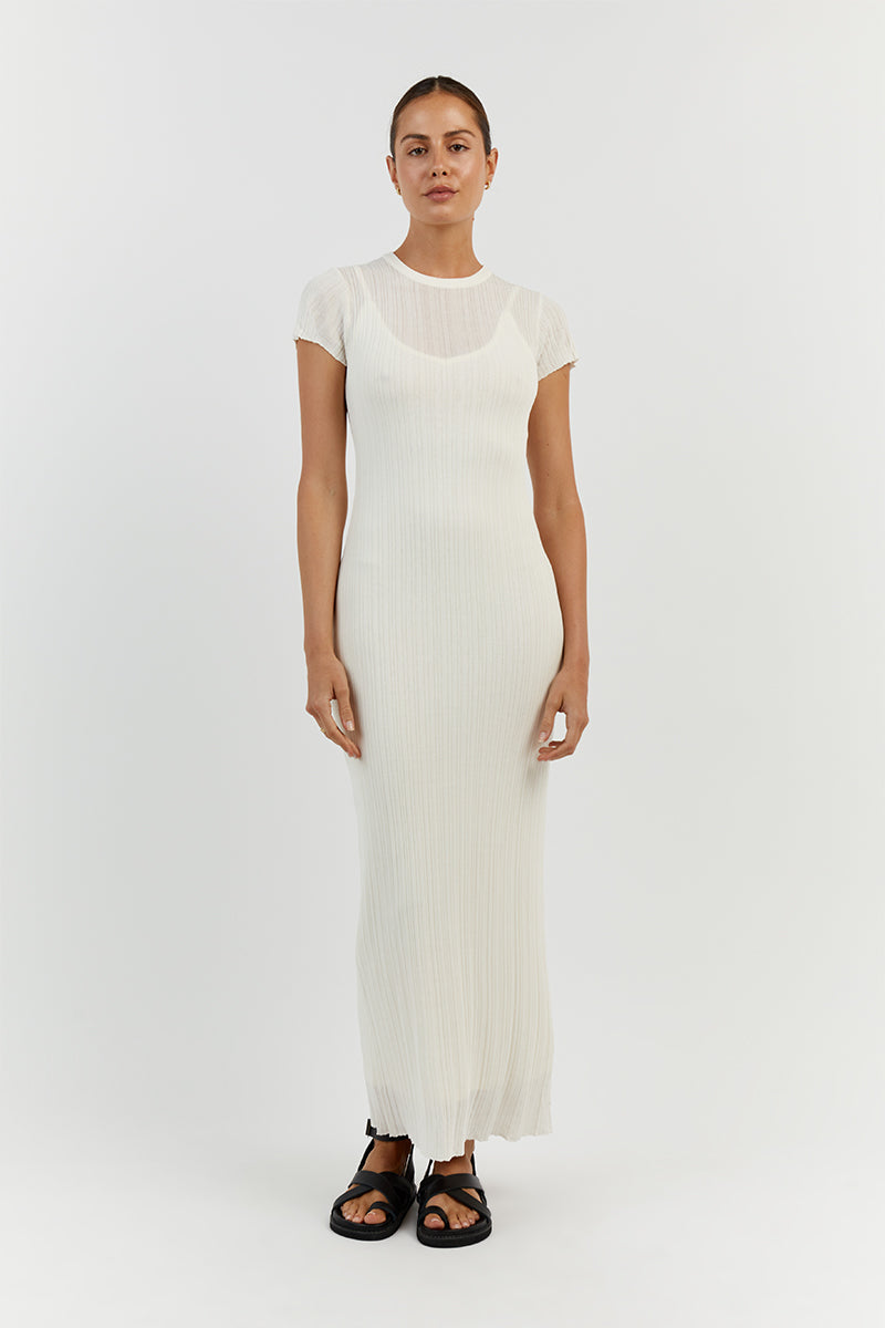HARPER IVORY CAP SLEEVE MIDI DRESS