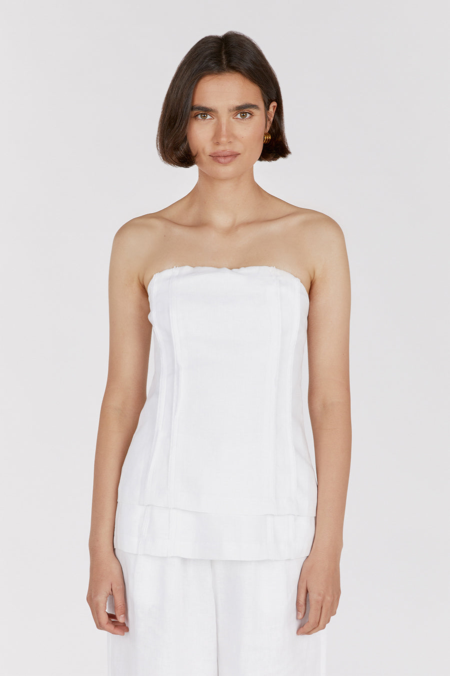 DULCE WHITE LINEN TUNIC TOP