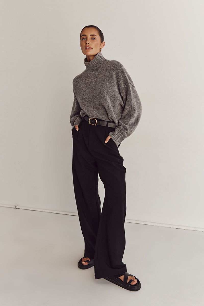 CLEO CHARCOAL MARLE CROPPED JUMPER