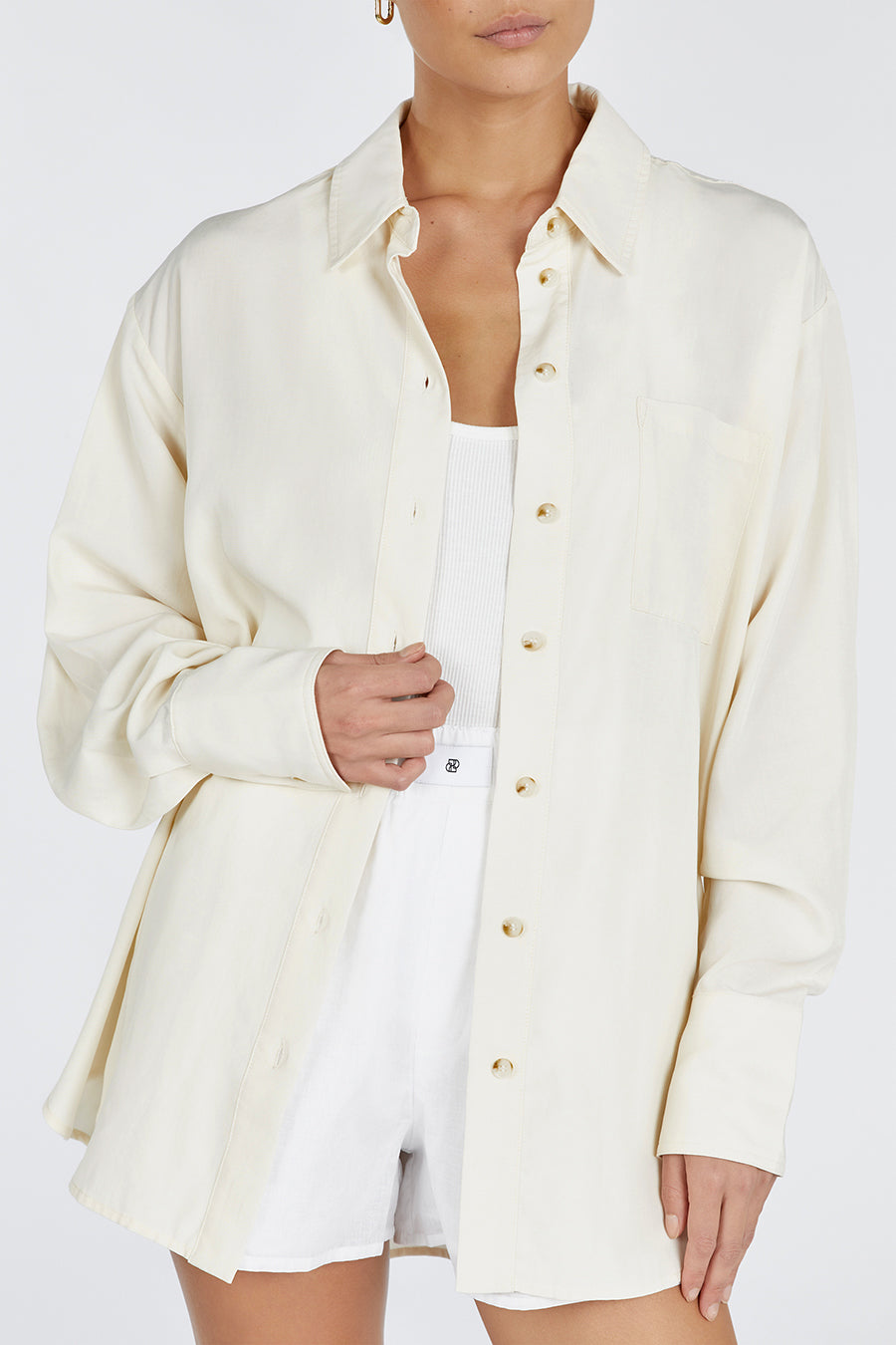 AKASHA TENCEL BLEND BUTTERMILK SHIRT