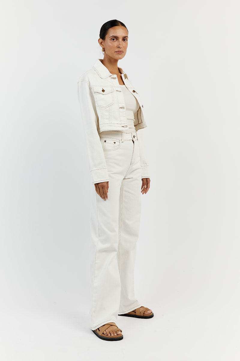 DEVIN OFF WHITE WIDE LEG DENIM JEAN