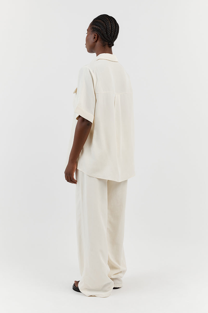 AMELIA OFF WHITE LINEN BLEND PANT