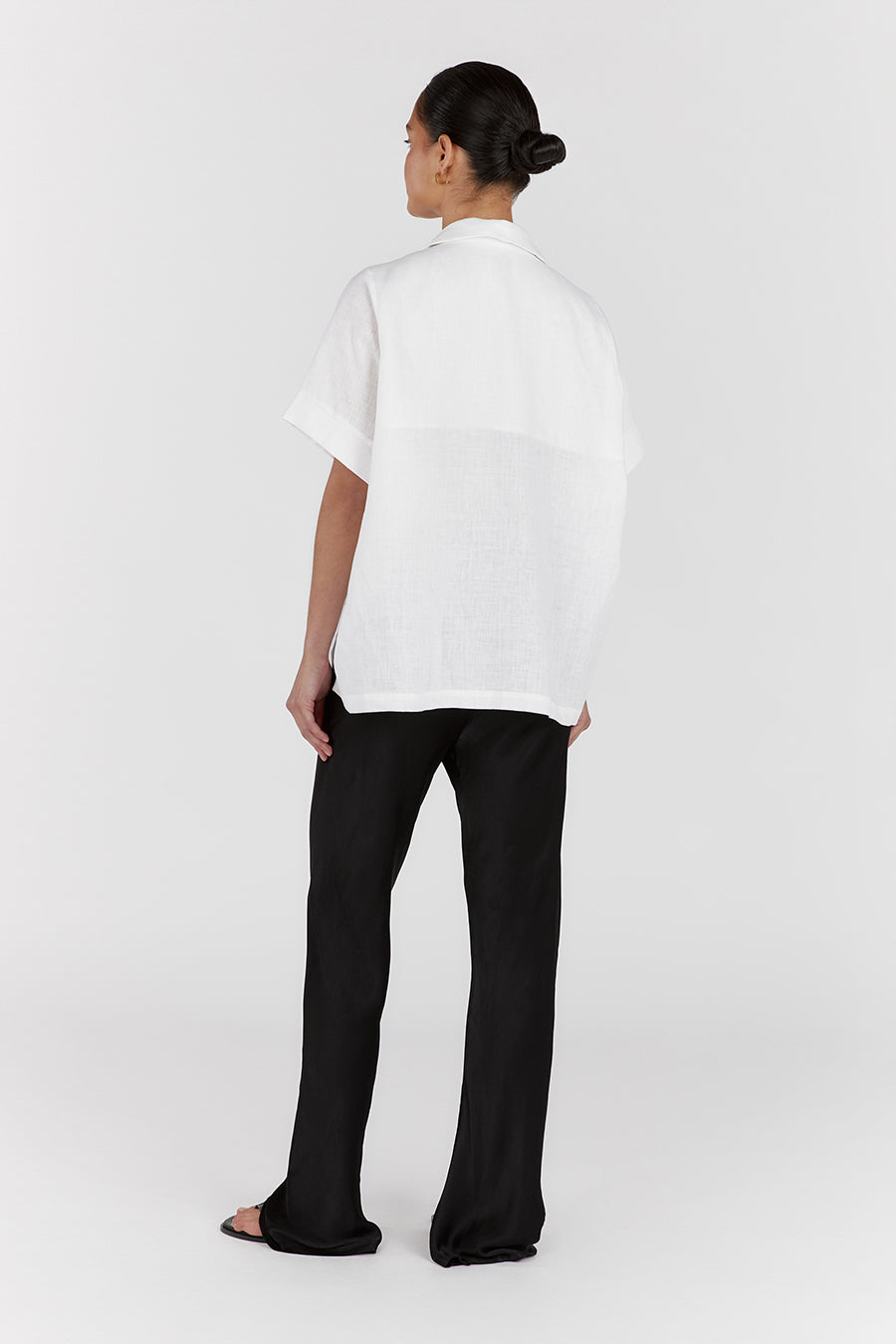 SIMONE BLACK SATIN BIAS CUT PANT