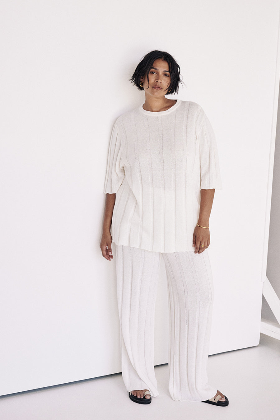 EMERY OFF WHITE WIDE LEG PANT