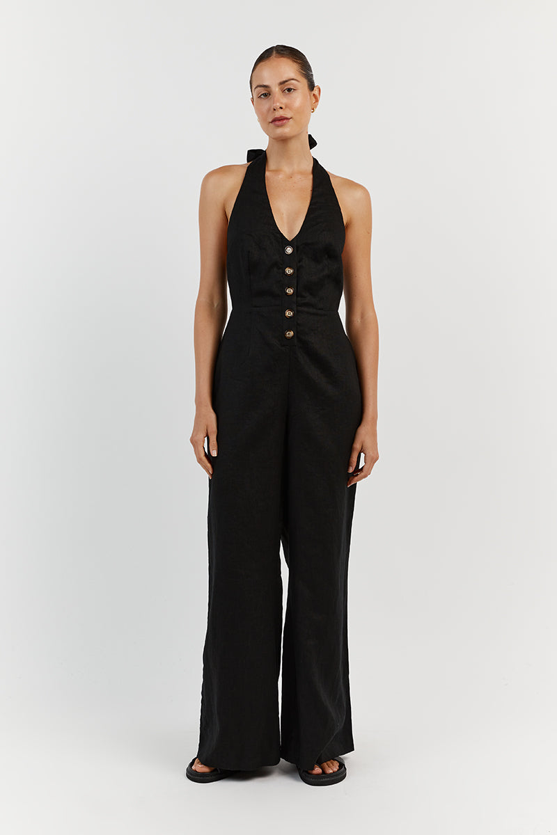 LOGAN BLACK LINEN JUMPSUIT