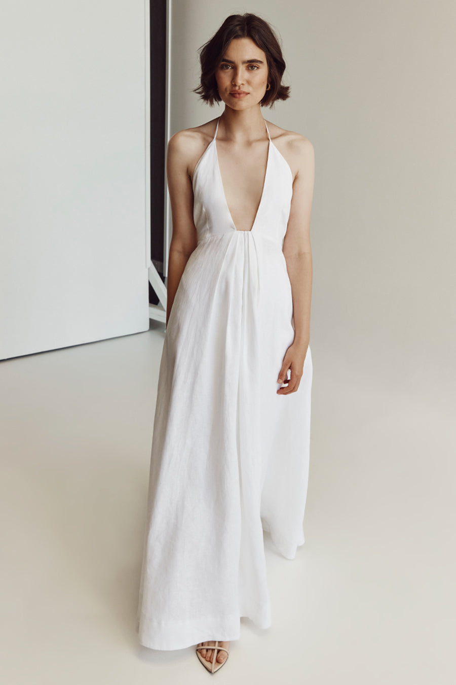 SICILY WHITE LINEN MAXI DRESS