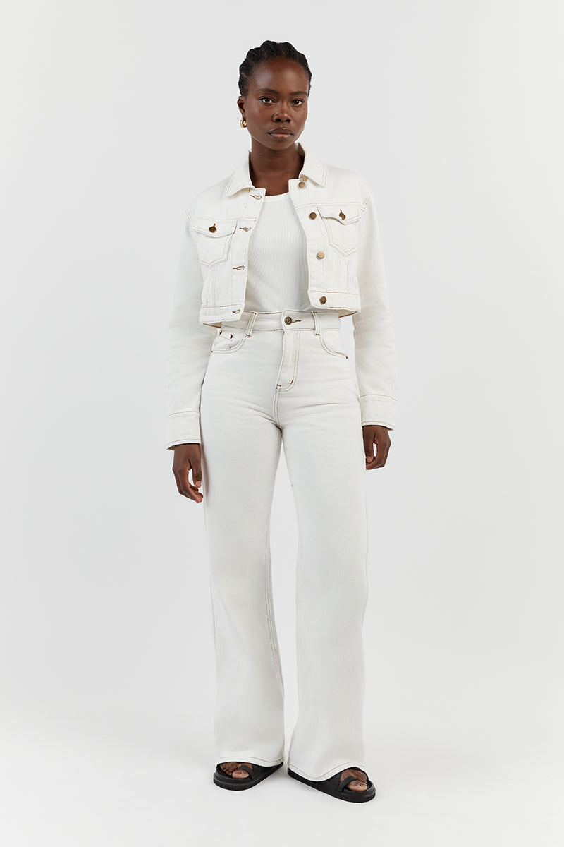 DEVIN OFF WHITE WIDE LEG DENIM JEAN