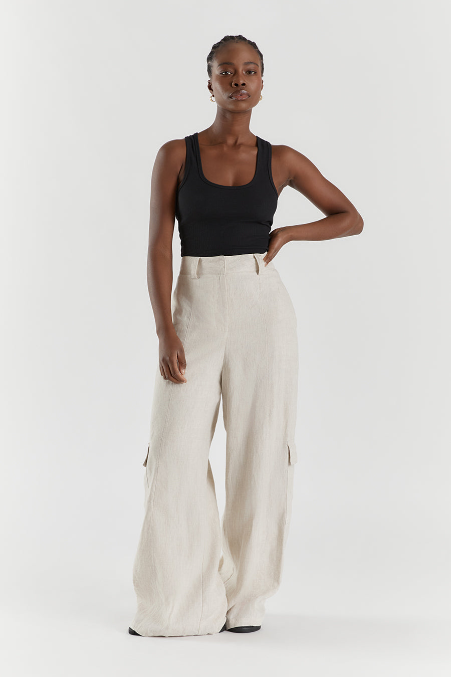 ISLA NATURAL LINEN WIDE LEG PANT