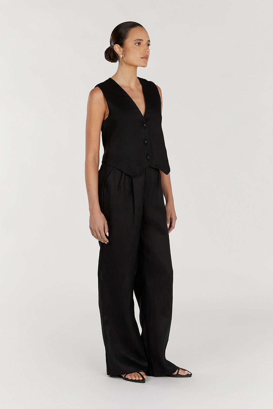 BANKS BLACK LINEN VEST