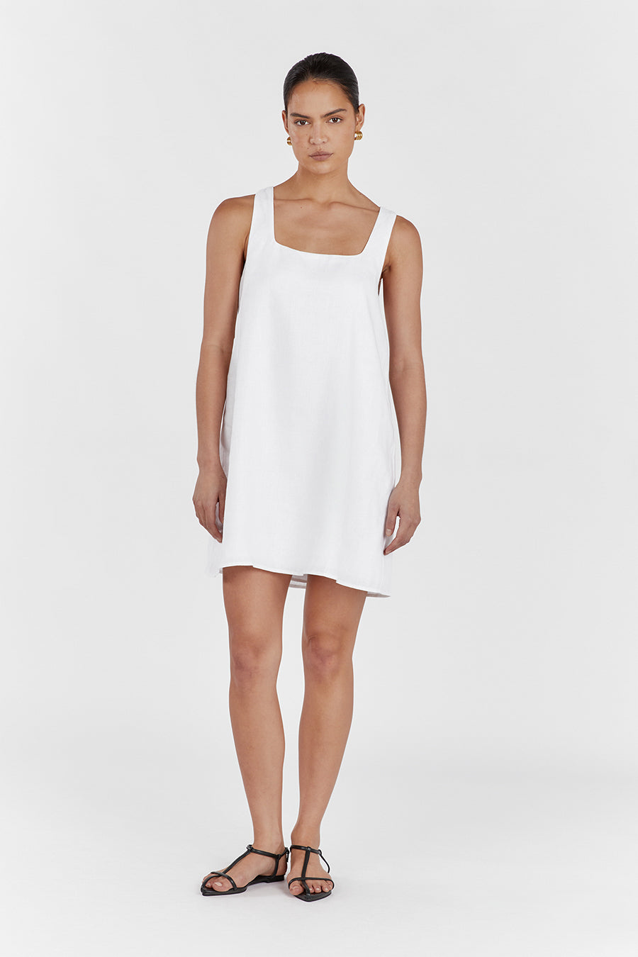 SHANNON WHITE LINEN MINI DRESS