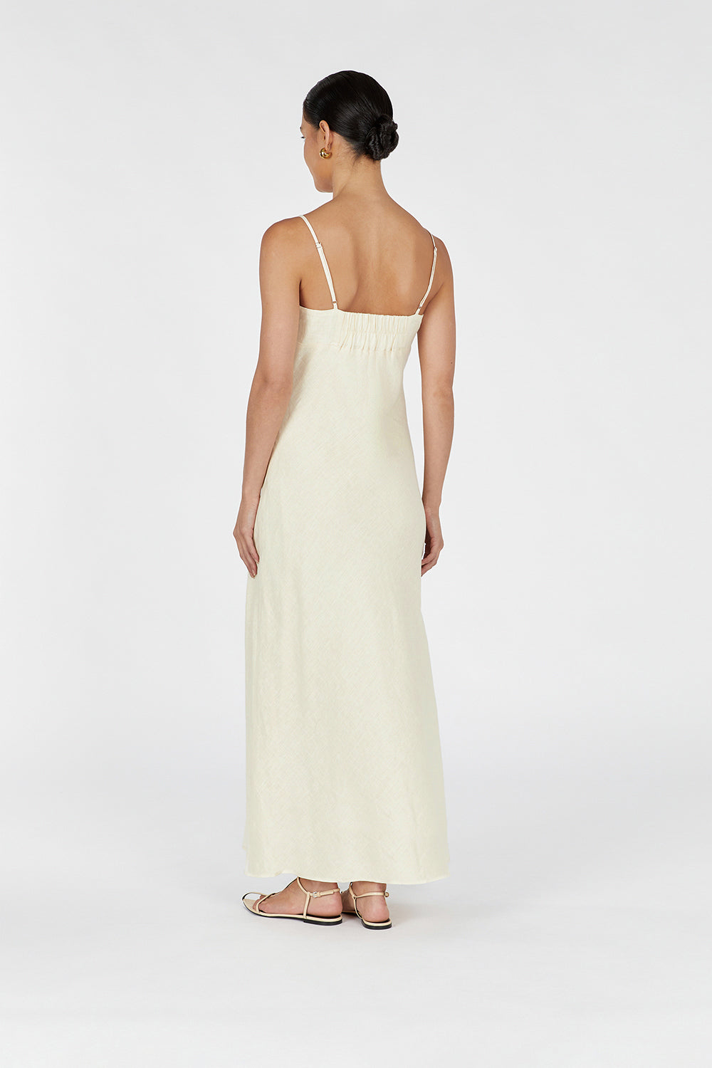 LUCIA BUTTERMILK LINEN MIDI DRESS