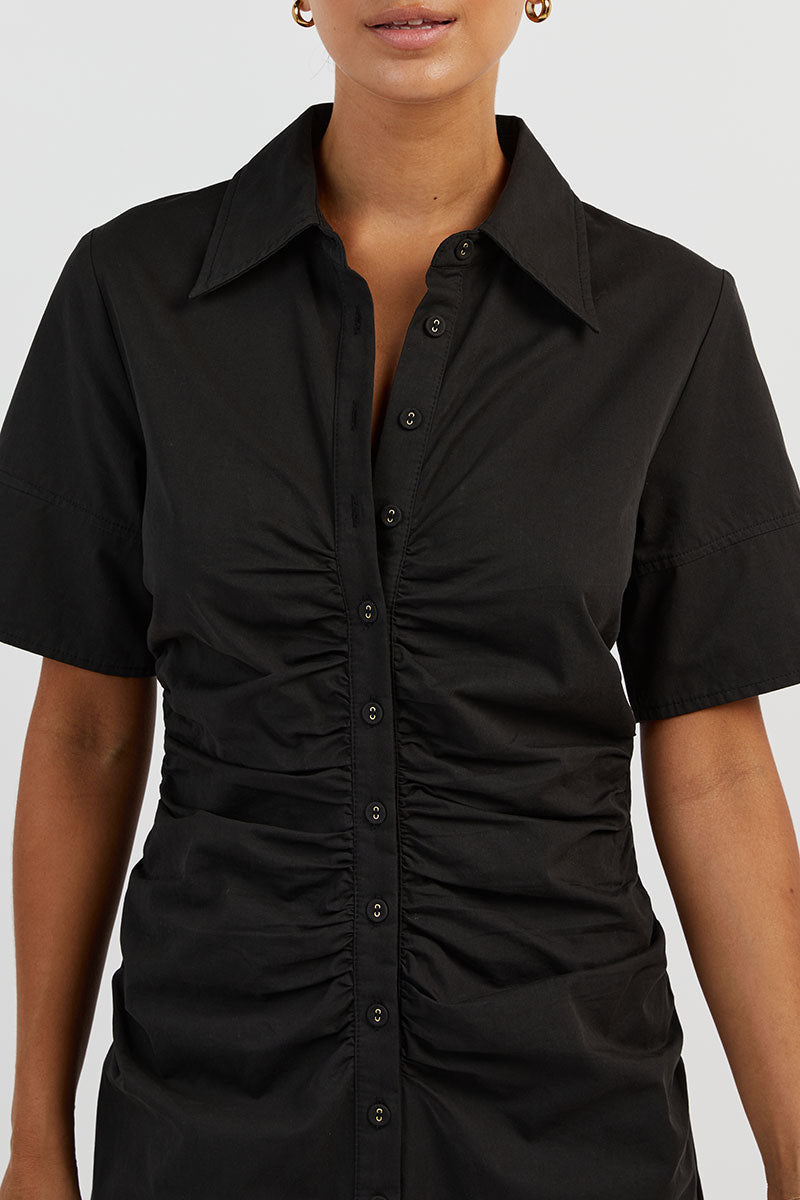 ALLISON BLACK COTTON MINI DRESS