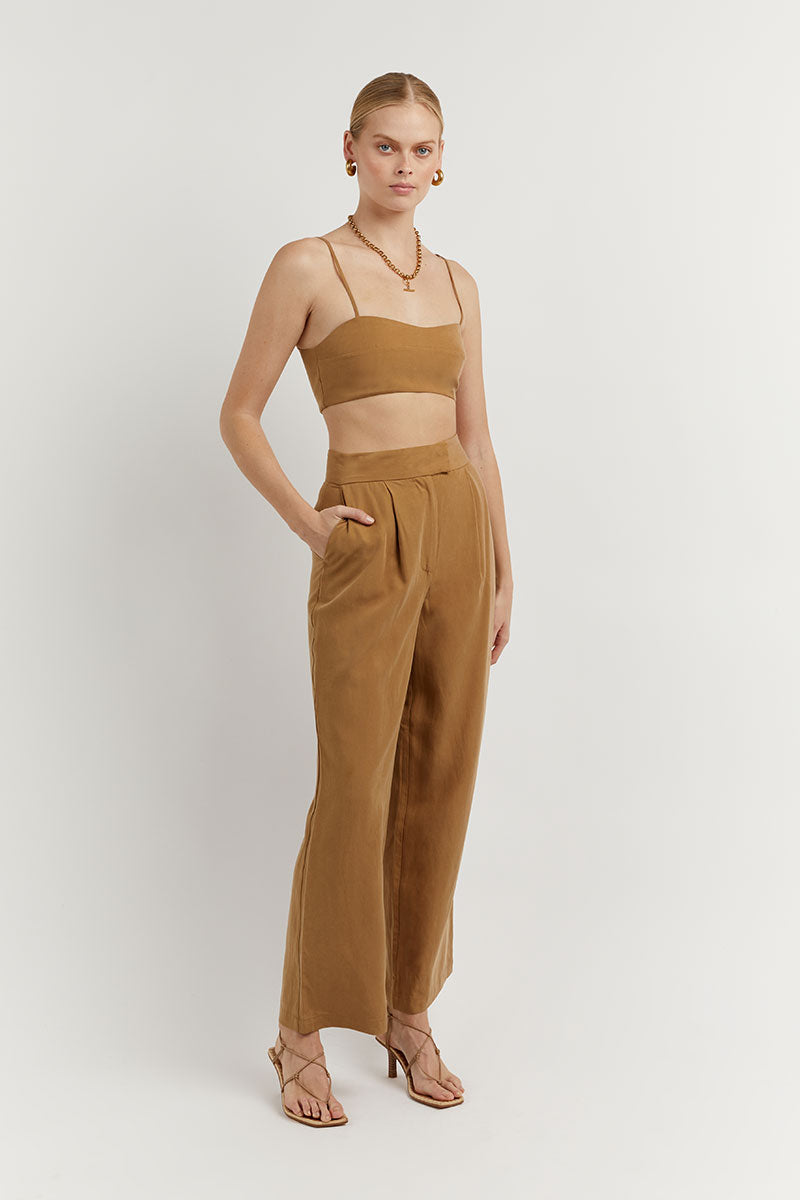 KARLA CAMEL TENCEL BLEND CROP