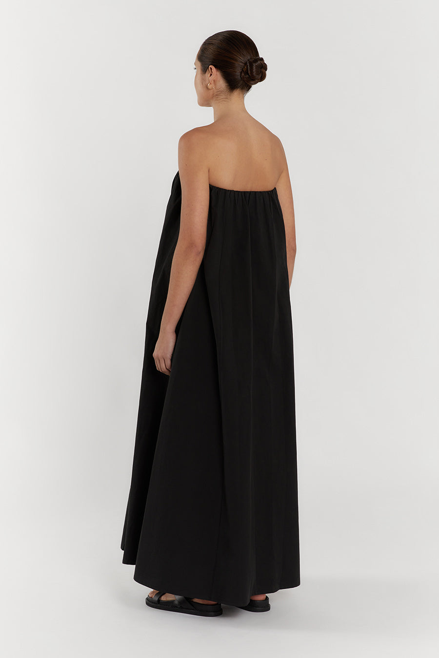 JULES BLACK STRAPLESS COTTON MAXI DRESS
