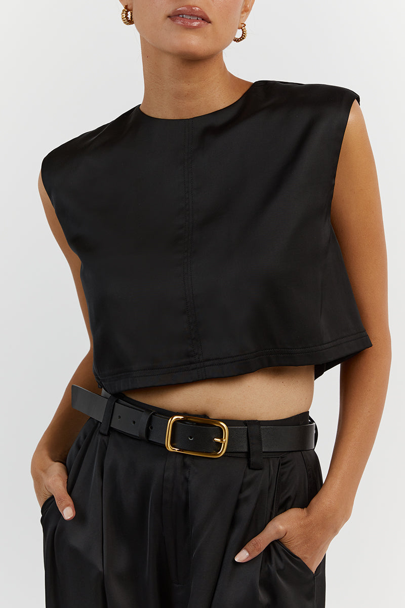 RUE BLACK CROPPED TOP