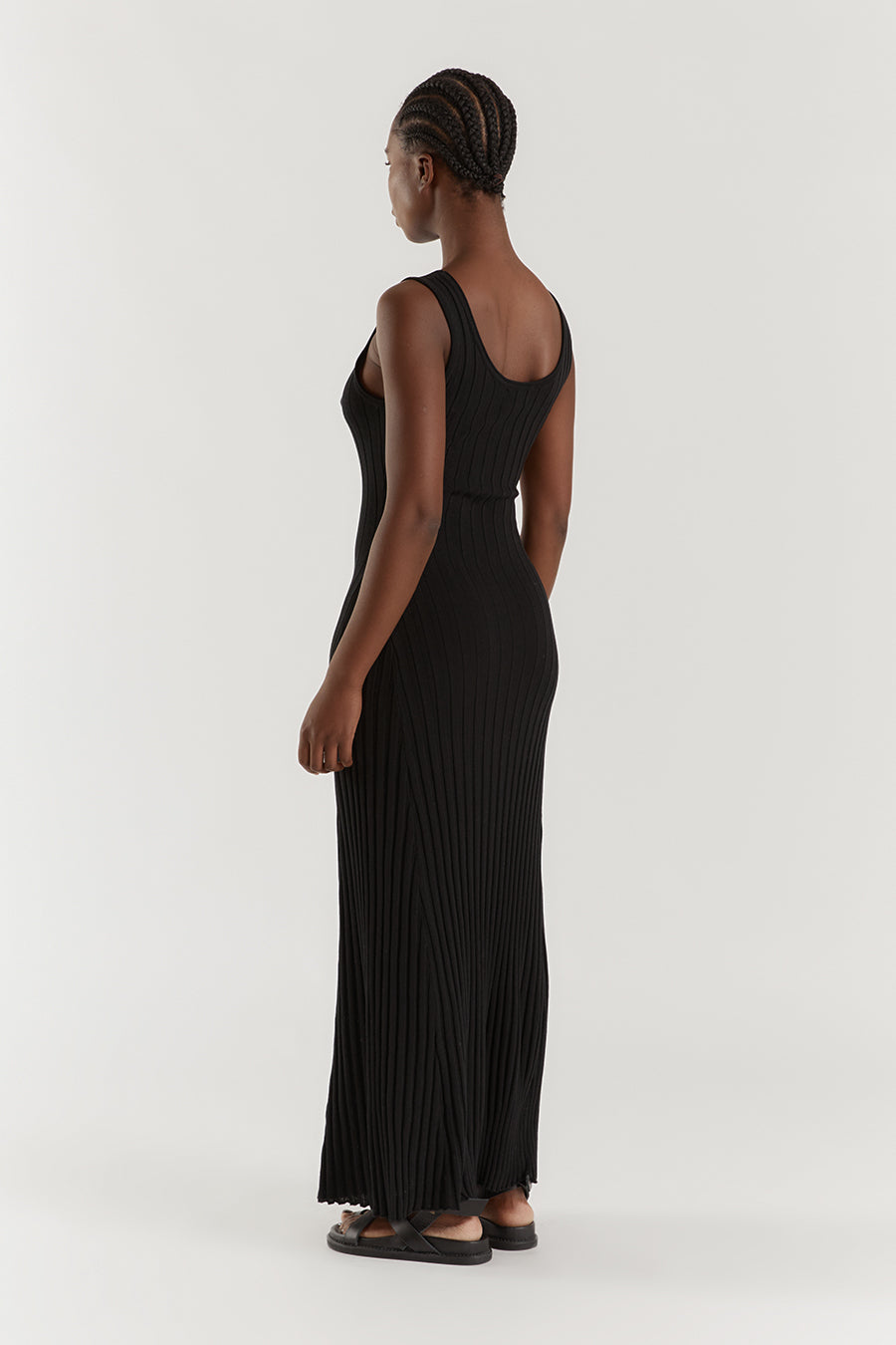 GOLDIE BLACK SCOOP MIDI DRESS