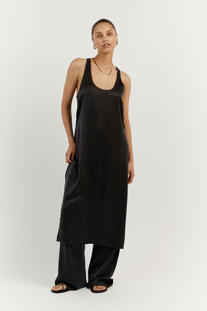 HARVEY BLACK SILK TUNIC TOP