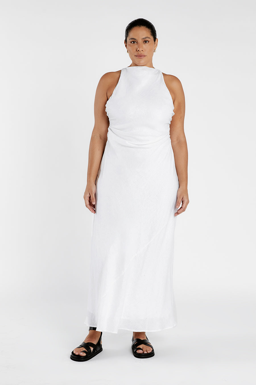ROSE WHITE LINEN MAXI DRESS