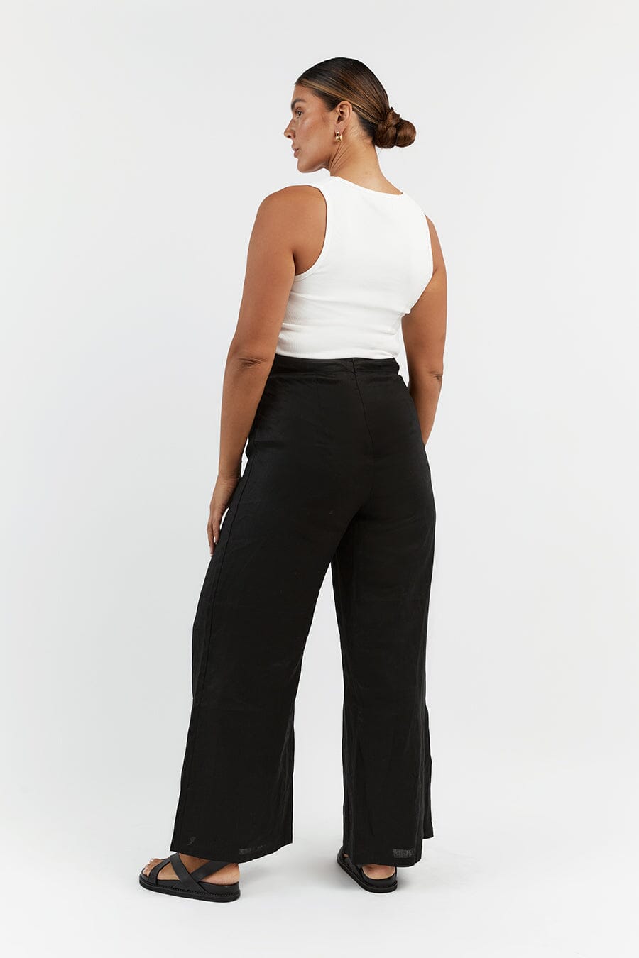 FLICK BLACK LINEN PANT