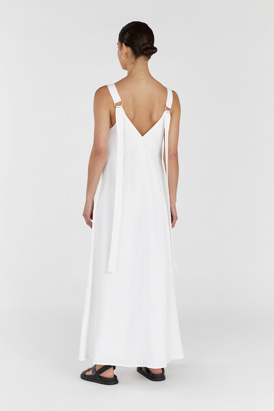 TIARNE WHITE LINEN MAXI DRESS