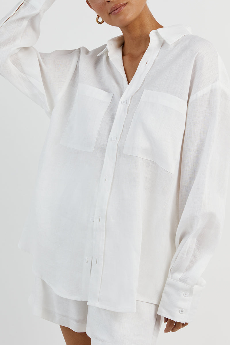 HAZEL WHITE LINEN JOGGER SHORT