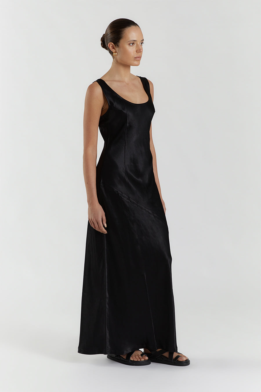 LEA BLACK SATIN MAXI DRESS