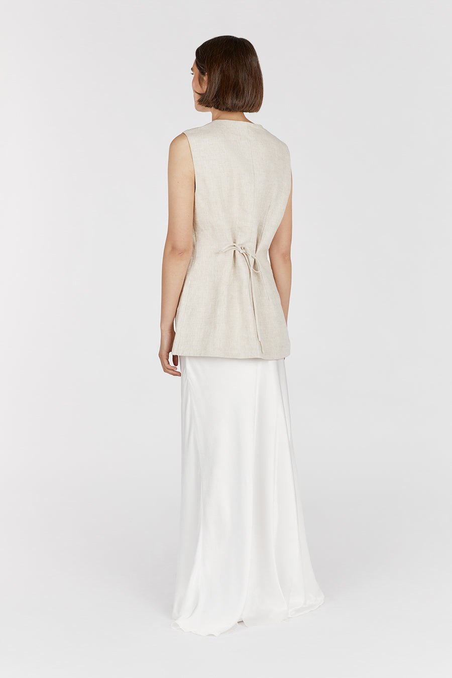 TILLY NATURAL LINEN LONGLINE VEST