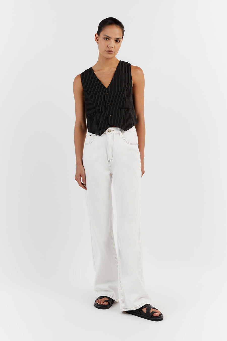 DIEGO BLACK PINSTRIPE VEST