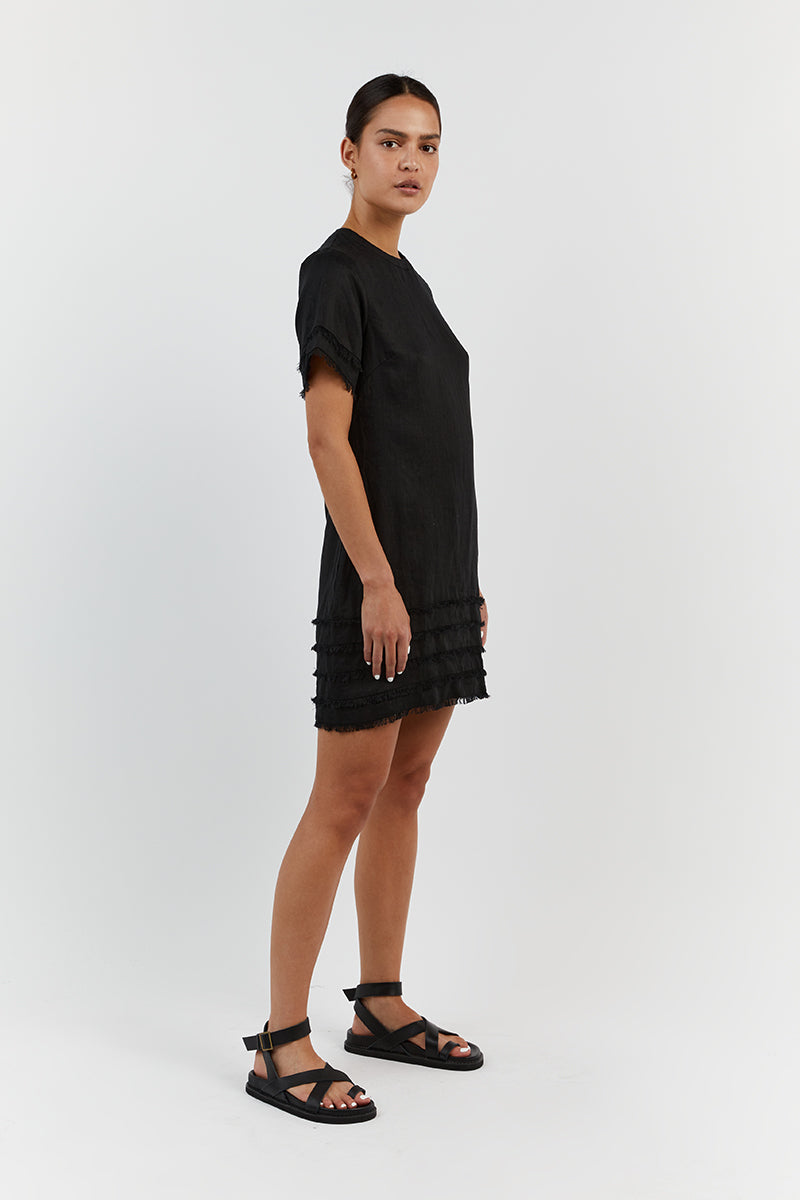 GEORGIE BLACK LINEN MINI DRESS