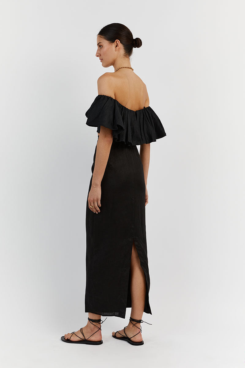 ISABELLE BLACK LINEN TOP