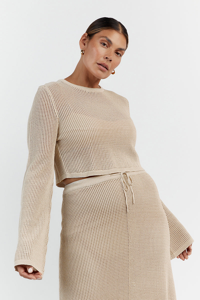 OPHELIA STONE LONG SLEEVE CROP