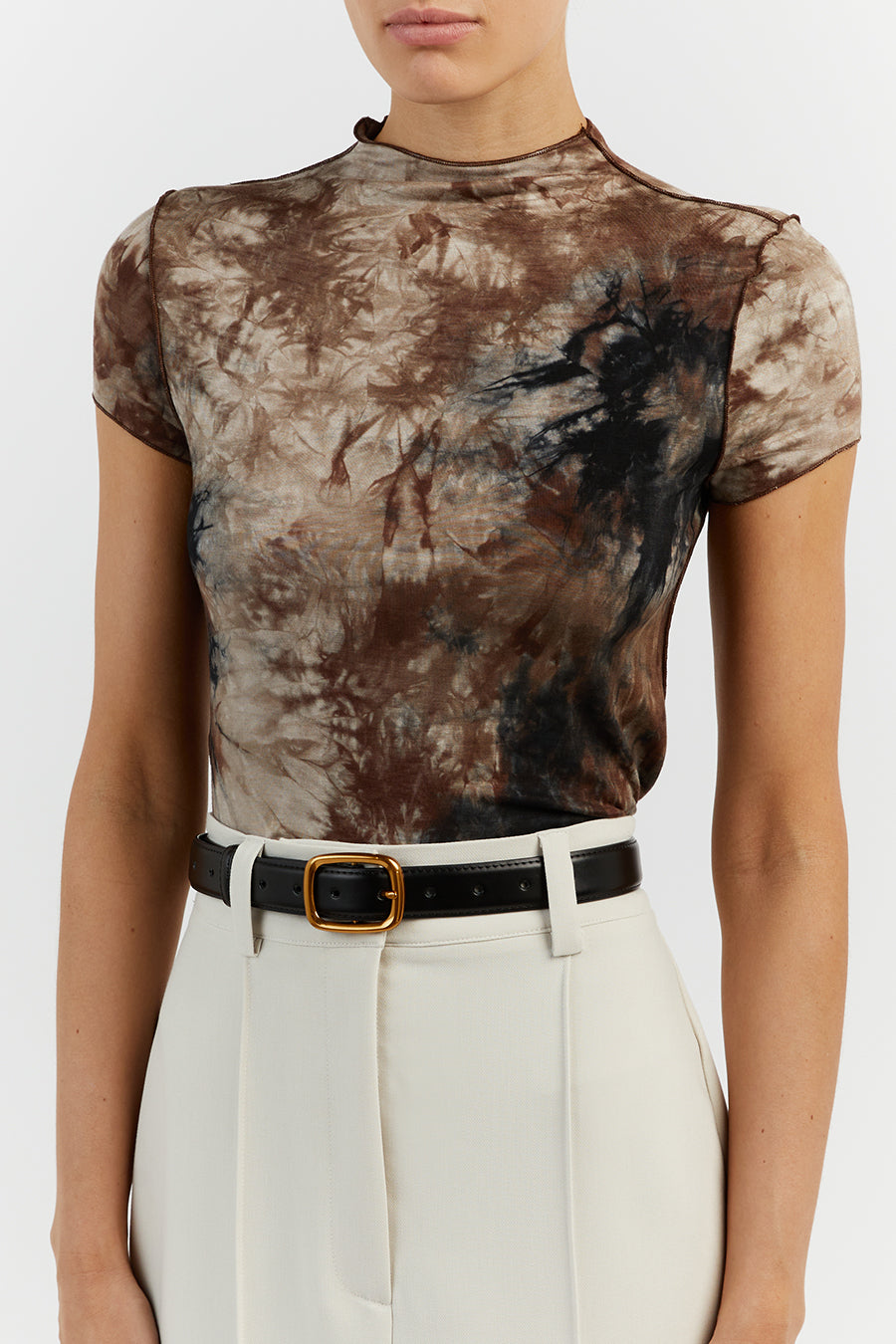 SAWYER TAUPE TIE DYE CAP SLEEVE TOP