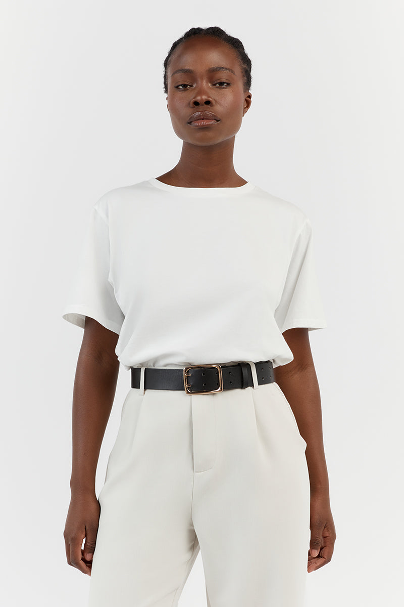 CHARLOTTE OFF WHITE CREW NECK TEE