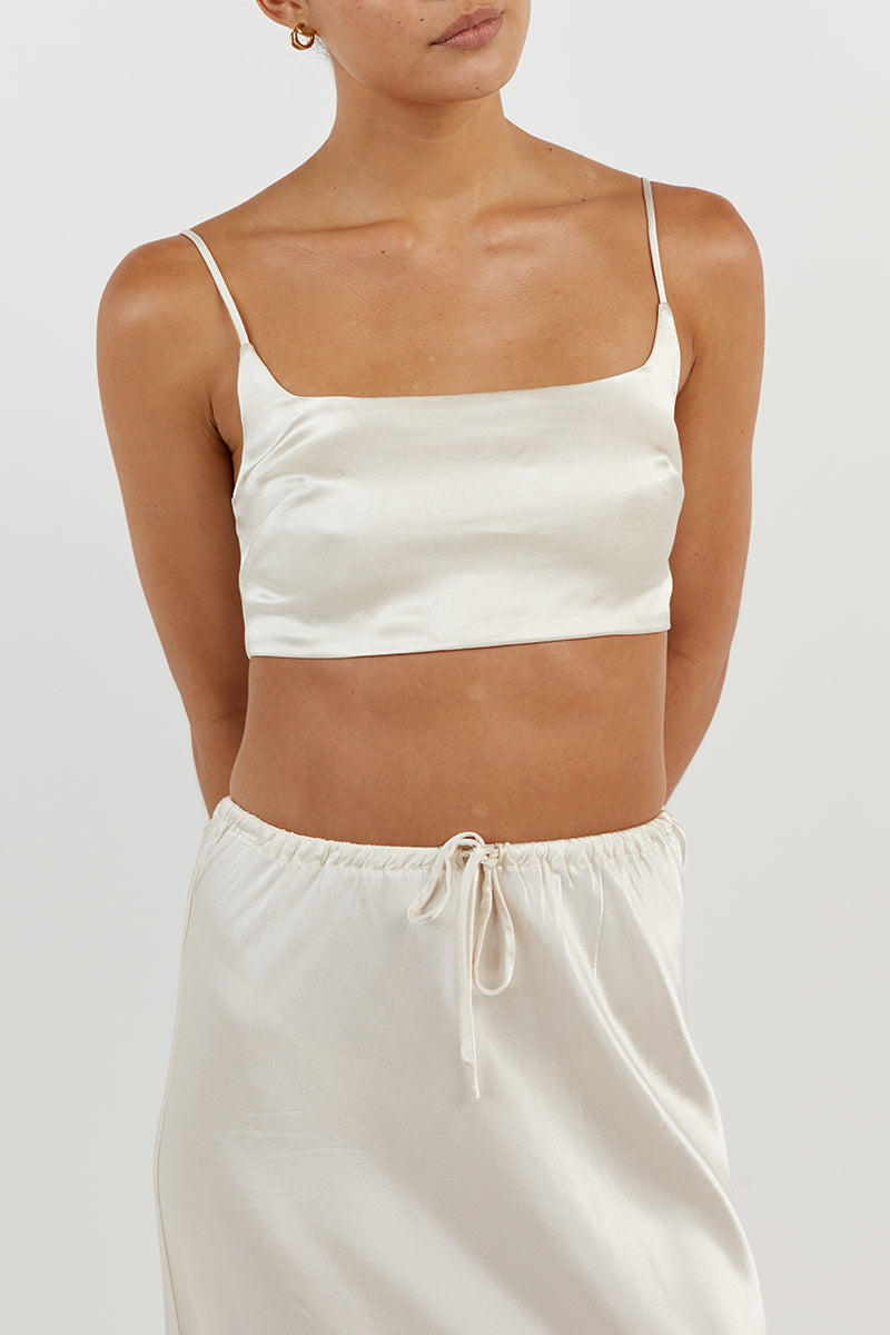 CHARLI PEARL SATIN CROP TOP