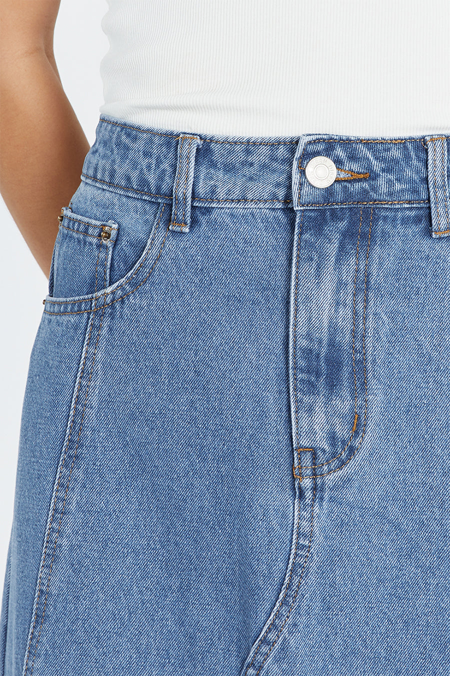 LENNON VINTAGE BLUE DENIM MAXI SKIRT