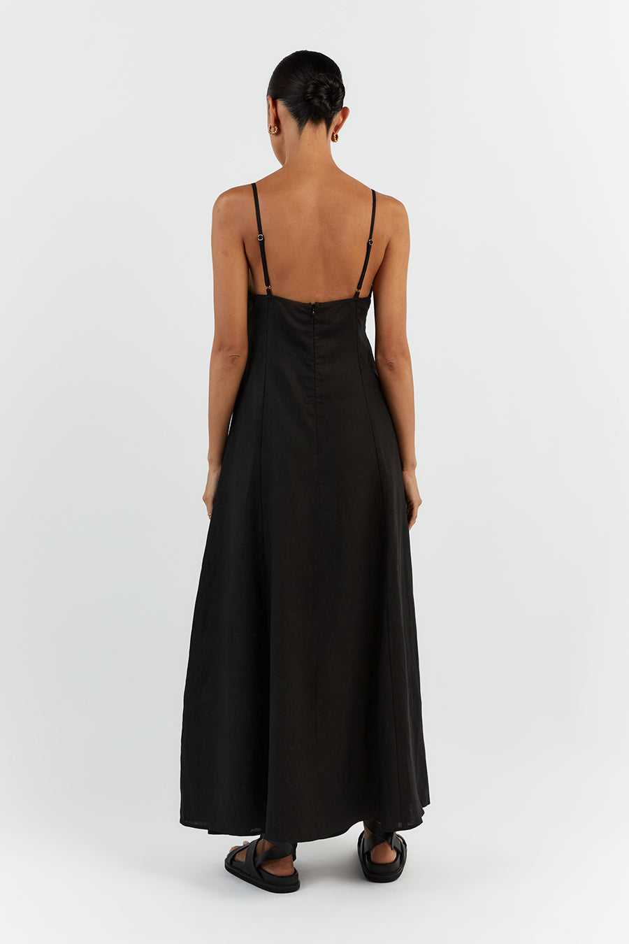 GEM BLACK LINEN MAXI DRESS
