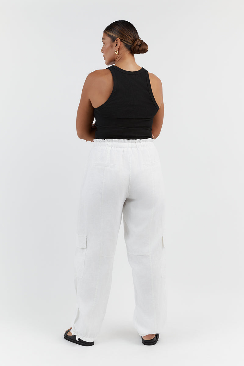 ISLA WHITE LINEN CARGO PANT