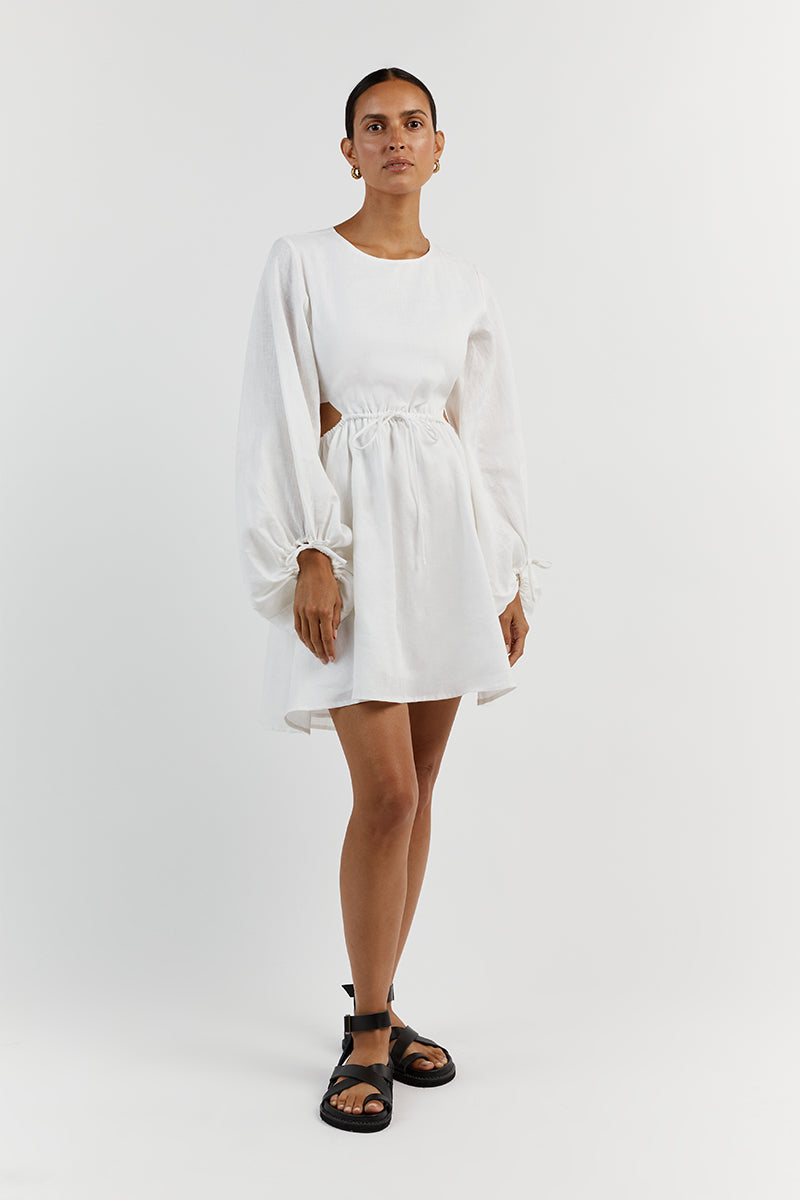 MOLLY WHITE LINEN MINI DRESS
