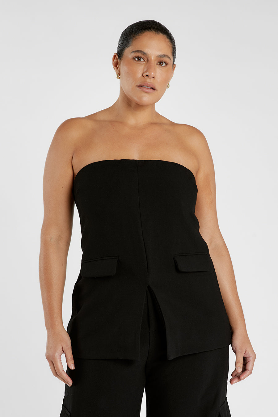 WILLA BLACK STRAPLESS TOP