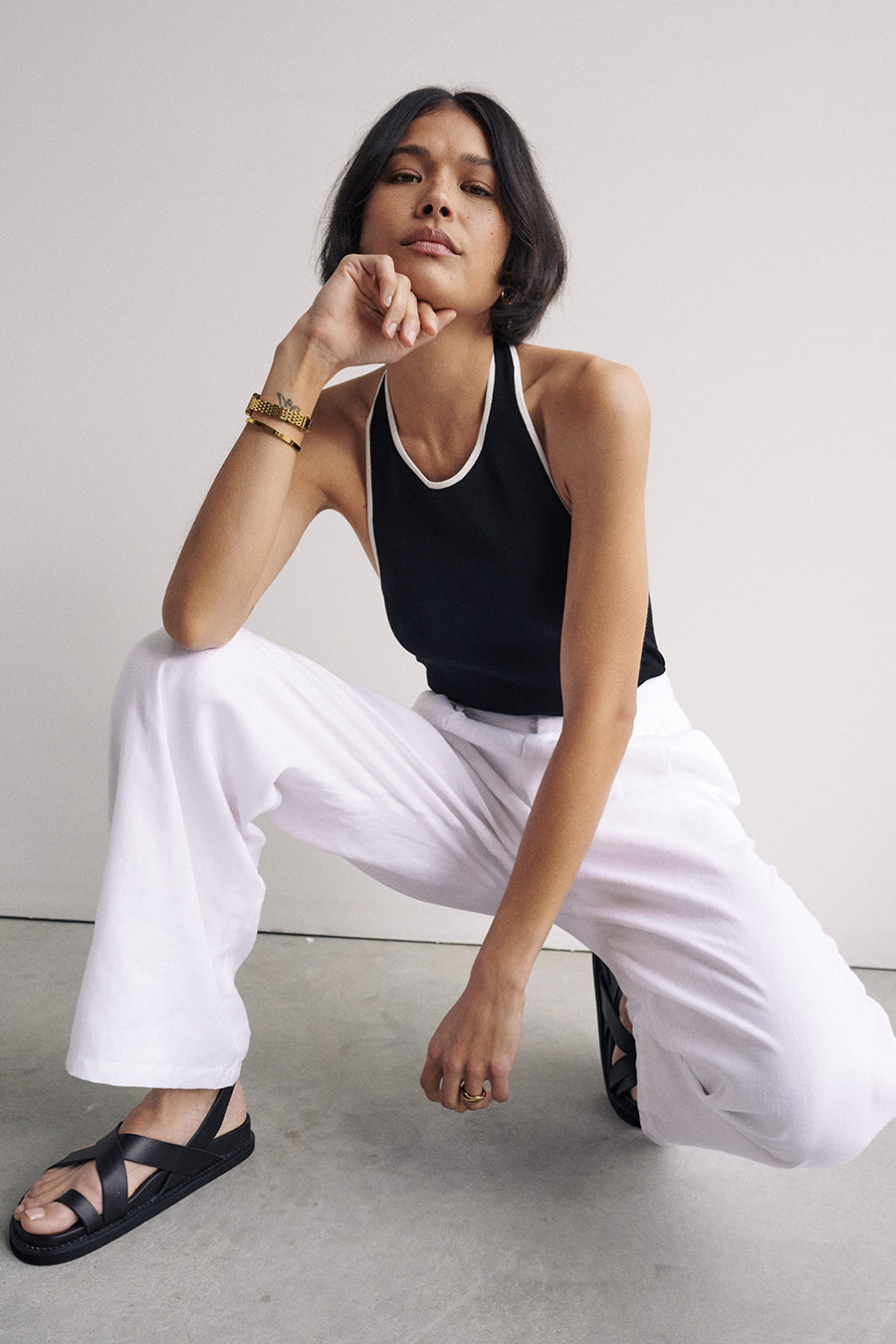 KARLIE BLACK BIND HALTER TOP