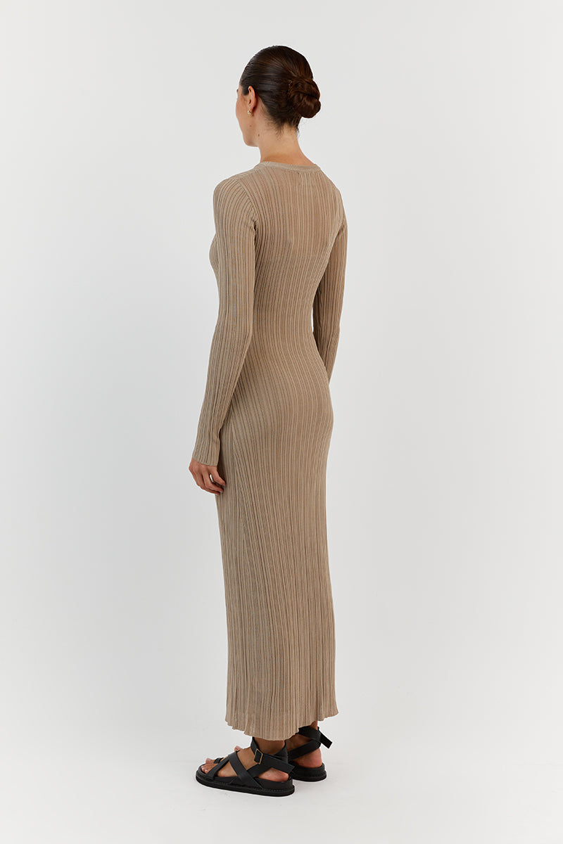 HARPER TAUPE LONG SLEEVE KNIT DRESS