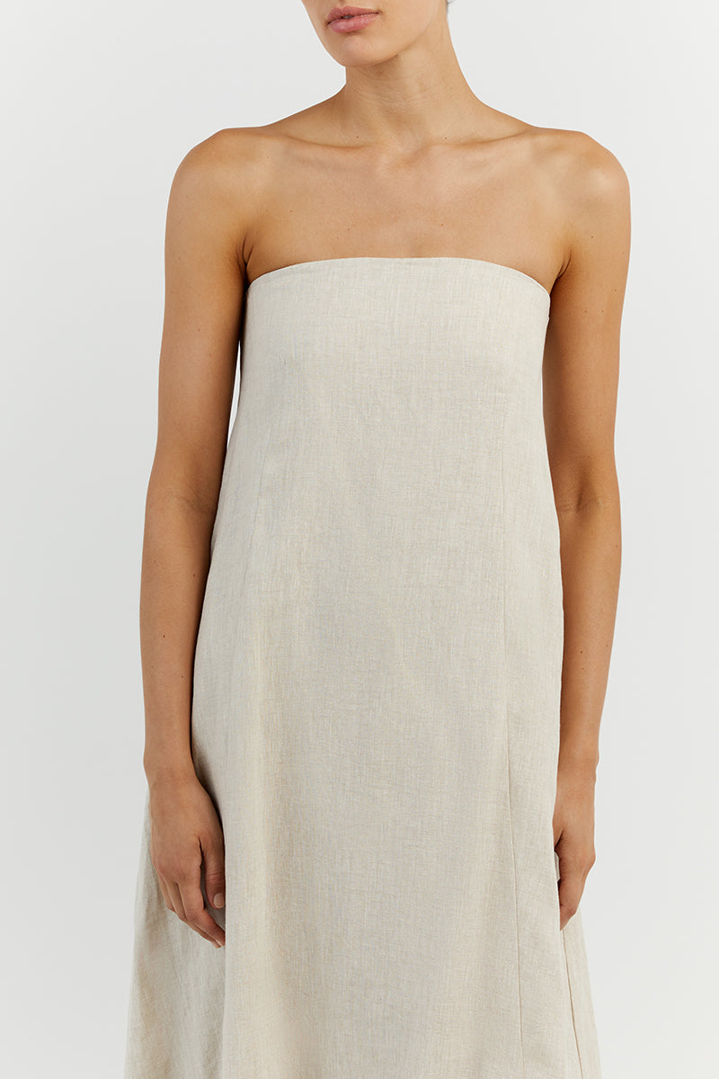 KARNEY NATURAL LINEN STRAPLESS DRESS