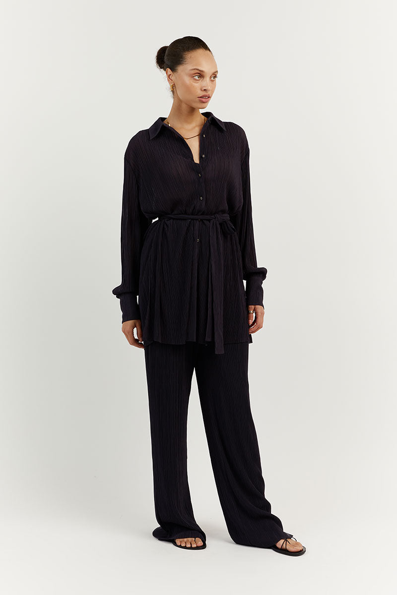 PORTER INK PLISSE COLLARED SHIRT